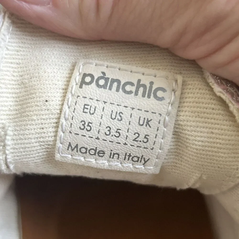 Panchic Shoes Girls 3.5 Leather Sneakers Pink Glitter Made In Italy Lace Up